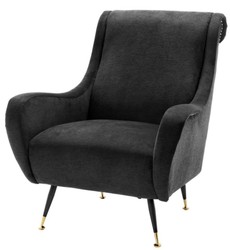 4251287768367 - Luxus Hotel Salon Sessel Schwarz 80 x 90 x H 88 cm - Wohnzimmer MÃ¶bel