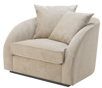 4251287768411 - Luxus Hotel Salon Sessel Greige 101 x 91 x H 72 cm - Wohnzimmer MÃ¶bel