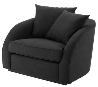 4251287768435 - Luxus Hotel Salon Sessel Schwarz 101 x 91 x H 72 cm - Wohnzimmer MÃ¶bel
