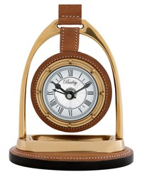 4251287768718 - Designer Uhr mit BÃ¼ffelleder und Kompas auf der RÃ¼ckseite 17 x 125 H 21 cm - Luxus Tischuhr