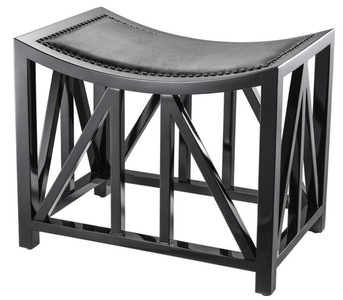 4251287770254 - Designer Mahagoni Hocker mit Kuhleder 52 x 35 x H 425 cm - Luxus Hotel Hocker