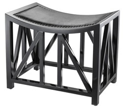 4251287770254 - Designer Mahagoni Hocker mit Kuhleder 52 x 35 x H 425 cm - Luxus Hotel Hocker