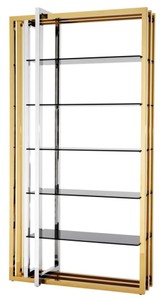 4251287770537 - Designer Edelstahl Regalschrank mit Rauchglas 120 x 46 x H 230 cm - Luxus Hotel MÃ¶bel