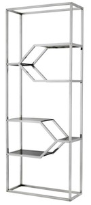 4251287770544 - Designer Edelstahl Regalschrank mit Rauchglas 90 x 38 x H 230 cm - Luxus Hotel MÃ¶bel