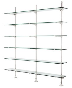 4251287770599 - Designer Doppel-Wandregal Silber 220 x 41 x H 240 cm - Luxus Wohnzimmer MÃ¶bel