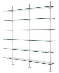 4251287770599 - Designer Doppel-Wandregal Silber 220 x 41 x H 240 cm - Luxus Wohnzimmer MÃ¶bel