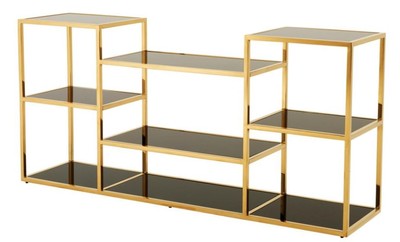 4251287770698 - Luxus Konsole gold mit schwarzem Glas 160 x 38 x H 75 cm - Designer Kollektion