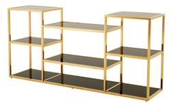 4251287770698 - Luxus Konsole gold mit schwarzem Glas 160 x 38 x H 75 cm - Designer Kollektion