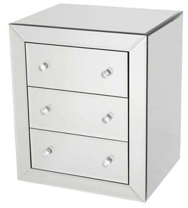 4251287770841 - Luxus Spiegelglas Nachttisch mit 3 Schubladen - Schlafzimmer MÃ¶bel
