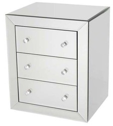 4251287770841 - Luxus Spiegelglas Nachttisch mit 3 Schubladen - Schlafzimmer MÃ¶bel