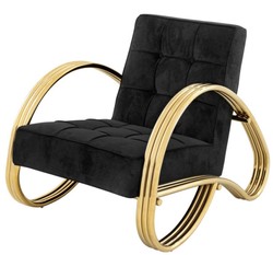 4251287771114 - Luxus Sessel Schwarz   Gold 75 x 98 x H 78 cm - Designer Sessel