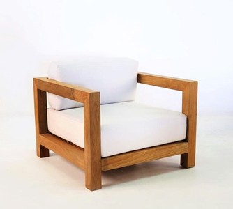 4251287771176 - Garten Sessel Boston Rustikal Weiss-Creme Braun 80 x 40 x H70 cm - Eiche Massivholz - Echtholz MÃ¶bel Massiv