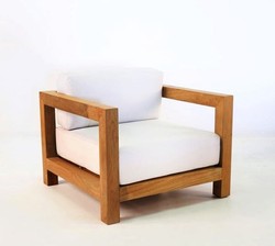 4251287771176 - Garten Sessel Boston Rustikal Weiss-Creme Braun 80 x 40 x H70 cm - Eiche Massivholz - Echtholz MÃ¶bel Massiv