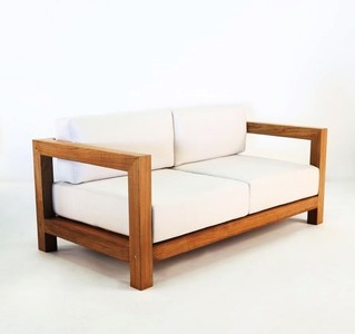 Casa Padrino Garden 2 posti divano rustico Boston Cream bianco / marrone  140 x 40 x H70 cm - in legno massello di rovere - veri e propri mobili in  legno massello