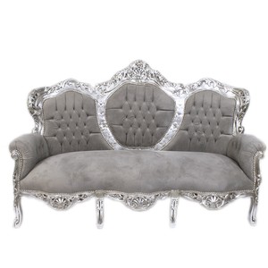 4252006254642 - Barock 3-er Sofa King Grau   Silber - Barock MÃ¶bel - Antik Look