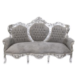 4252006254642 - Barock 3-er Sofa King Grau   Silber - Barock MÃ¶bel - Antik Look