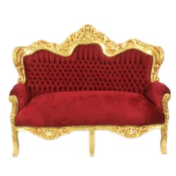 4251287771862 - Barock 2-er Sofa King Bordeaux   Gold - Barock MÃ¶bel