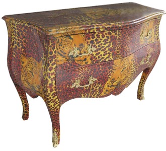 4251287771879 - Barock Kommode Leopard mit goldenen Metall Applikationen 123 cm Mod4- Barock MÃ¶bel