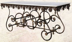 4251287772968 - Nostalgie Gartentisch aus Schmiedeeisen mit Marmorplatte - 175 cm x 65 cm x H75 cm - Luxus GartenmÃ¶bel