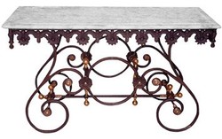 4252006227462 - Nostalgie Gartentisch aus Schmiedeeisen mit weiÃer Marmorplatte - 135 cm x 55 cm x H70 cm - Luxus GartenmÃ¶bel