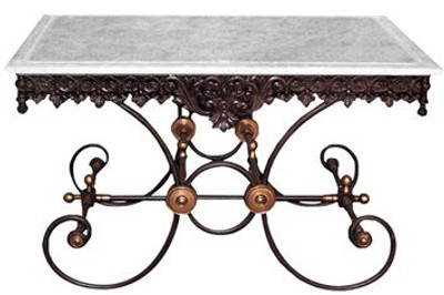 4251287772999 - Nostalgie Gartentisch aus Schmiedeeisen mit weiÃer Marmorplatte - 130 cm x 80 cm x H75 cm - Luxus GartenmÃ¶bel