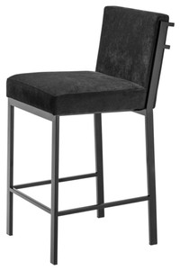 4251287773064 - Luxus Barstuhl Schwarz   Bronze 43 x 54 x H 91 cm - Designer Edelstahl Barhocker mit Samtstoff - BarmÃ¶bel