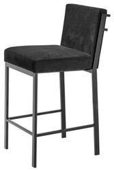 4251287773064 - Luxus Barstuhl Schwarz   Bronze 43 x 54 x H 91 cm - Designer Edelstahl Barhocker mit Samtstoff - BarmÃ¶bel