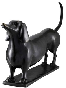 4251287774245 - Designer Bronzefigur Dachshund 46 x 8 x H 23 cm - Luxus QualitÃ¤t