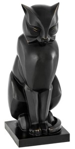 4251287774498 - Luxus Bronzefigur Katze 175 x 21 x H 46 cm - Art Deco Figur