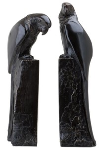 4251287774689 - Designer Bronze Papageien BuchstÃ¼tzen 2er Set - Luxus Kollektion