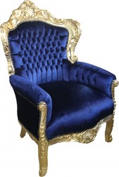 4251287775488 - Barock Sessel King Royalblau   Gold 85 x 85 x H 120 cm