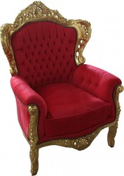 4251287775525 - Barock Sessel King Rot   Gold Mod2 - MÃ¶bel im Antikstil