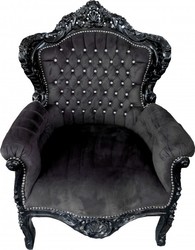 4251287775693 - Barock Sessel King Schwarz mit Bling Bling Glitzersteinen - Möbel im Antikstil 4251287775693 - Barock Sessel King Schwarz mit Bling Bling Glitzersteinen - Möbel im Antikstil