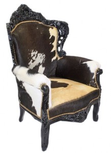 4251287775747 - Sessel King Kuhfell   Schwarz Mod2 - Barock MÃ¶bel