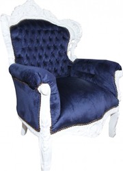 4251287775754 - Barock Sessel King Royalblau   WeiÃ 85 x 85 x H 120 cm - Barock MÃ¶bel