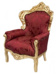 4251287775815 - Barock Sessel King Bordeaux Muster   Gold Mod2 - MÃ¶bel im Antikstil