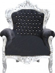 4251287775914 - Barock Sessel King Schwarz   Silber Glitzersteinen - Barock WohnzimmermÃ¶bel
