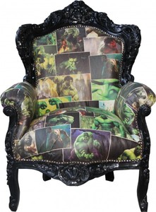 4251287775921 - Barock Sessel King Comic Design   Schwarz Lederoptik - MÃ¶bel