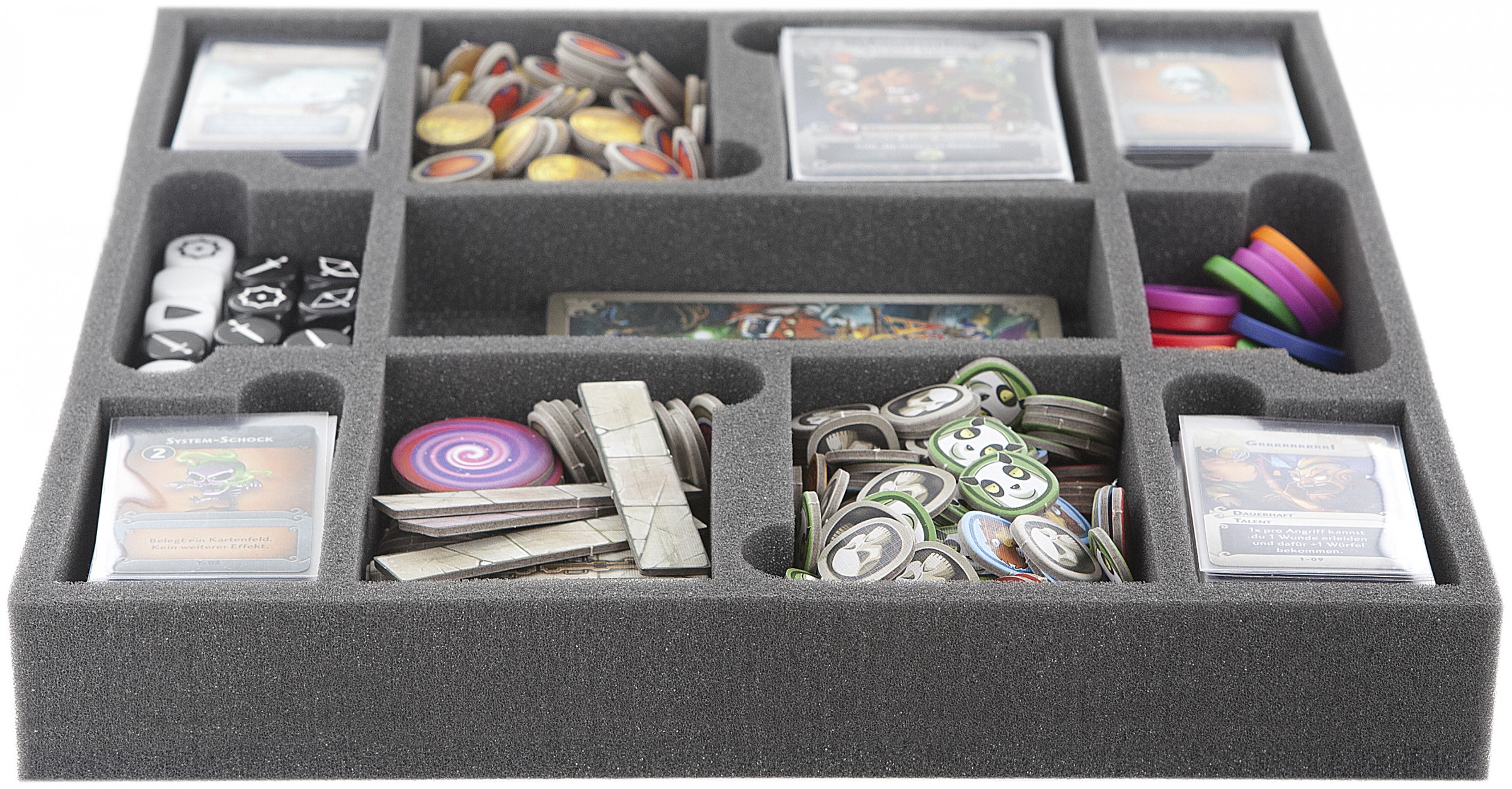 Vassoio In Schiuma Feldherr Per Arcadia Quest: Hell Of A Box, 41 Scomparti Per Miniature, Carte E Dadi, Made In Germany