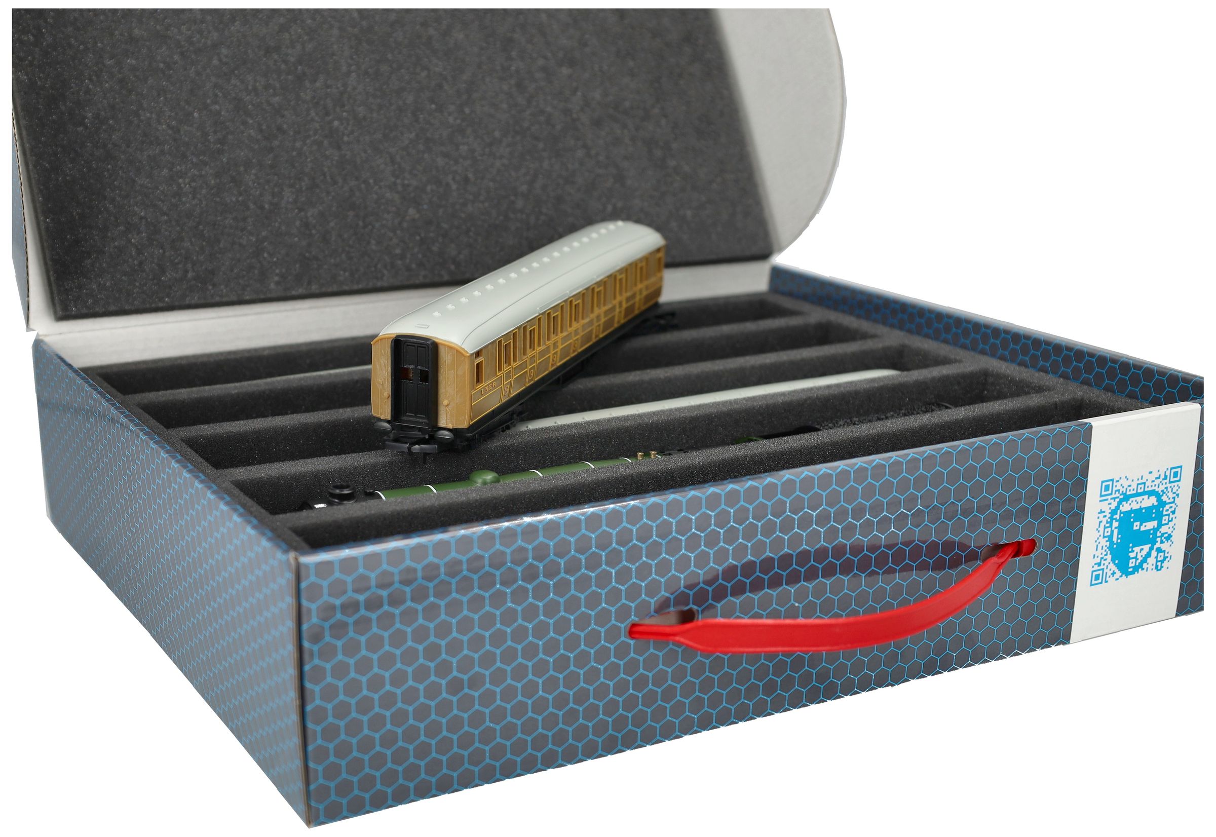 Feldherr Storage Box For TT Gauge Model Trains | 7-Slot Foam Organizer For Locomotives, Wagons & Vehicles – 2 Pack