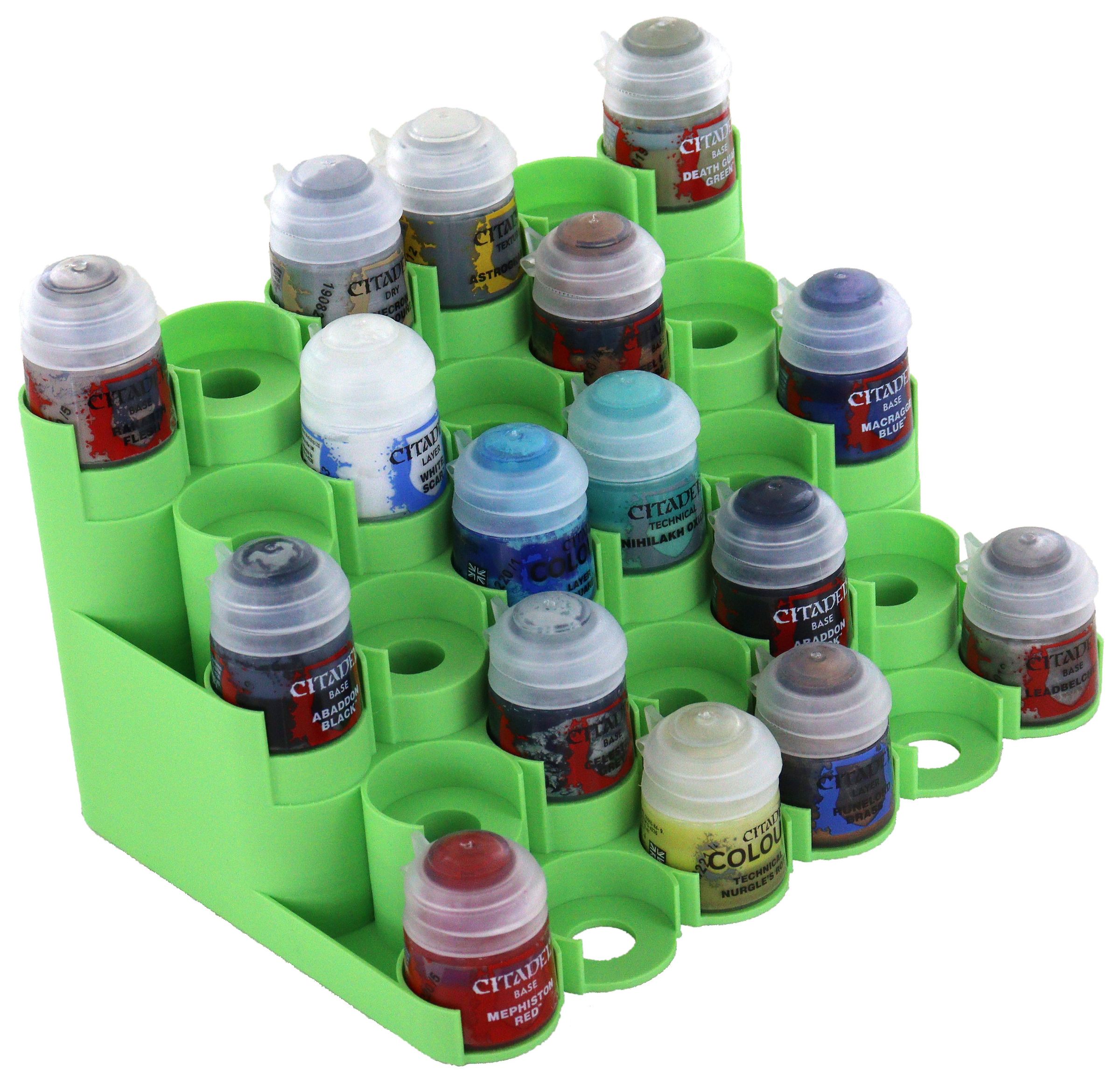 Feldherr paint racks + token trays for 4l Really Useful Boxes - 56 Citadel  paint pots (12 ml / 18 ml / 24 ml) + game material
