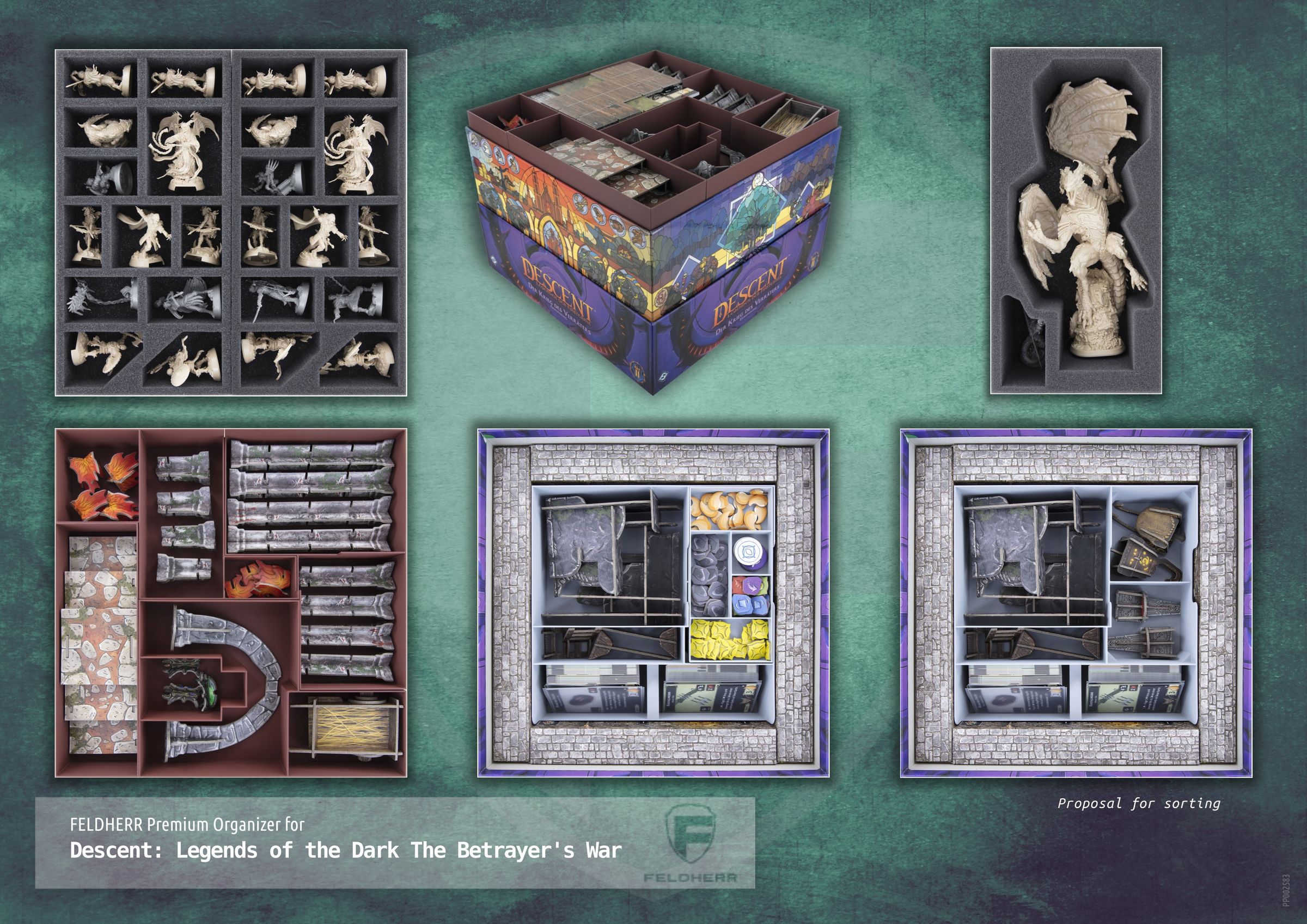 Feldherr foam set with Eurobox DSEB165 + Organizer for Kingdom Death:  Monster Gambler's Chest Expansion - miniatures + accessories