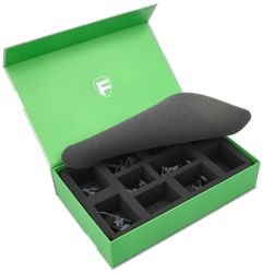 Feldherr Magnetic Box For Kill Team: Neophyte Hybrids - Foam Storage Tray, Green Case, Holds 10+ Miniatures, Game Mat Storage