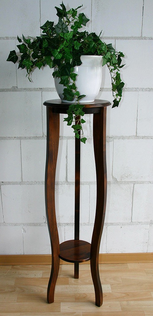 Blumentisch rund 30x100x30cm, mit Ablageboden, Pappel massiv