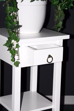 Beistelltisch mit schublade 32x60x32cm DECOR Pappel weiß lackiert Massivholz Blumentisch mit Schubladen 32x60x32cm DECOR Pappel massiv weiß lackiert Casa de mobila Goslar