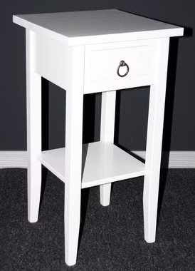 Beistelltisch mit schublade 32x60x32cm DECOR Pappel weiß lackiert Massivholz Nachttisch mit Schubladen 32x60x32cm DECOR Pappel massiv weiß lackiert Casa de mobila Goslar
