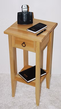 Massivholz Telefontisch mit Schubladen und Ablage 32x70x32cm DECOR Pappel massiv natur lackiert Casa de mobila Goslar Massivholz Telefontisch mit Schubladen und Ablage 32x70x32cm DECOR Pappel massiv natur lackiert Casa de mobila Goslar