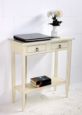 Massivholz Telefontisch mit Ablage Decor 74x80x32cm Pappel massiv creme antik Casa de mobila Goslar