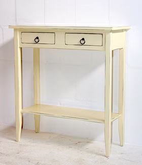 Massivholz Wandtisch mit Ablage Decor 74x80x32cm Pappel massiv creme shabby-chic Casa de mobila Goslar