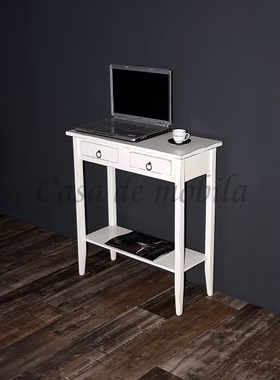 Konsolentisch mit schubladen und Ablage 74x80x32cm DECOR Pappel weiß antik lackiert Casademobila Goslar